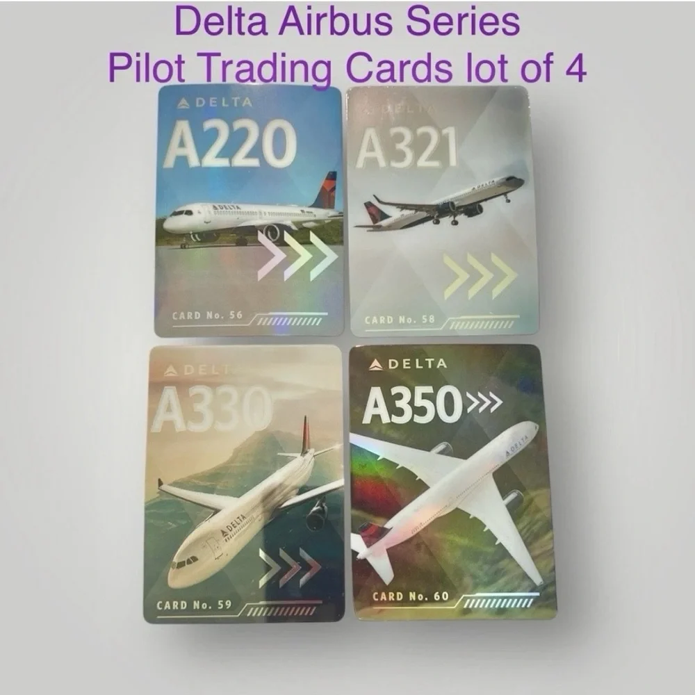 Delta Air Lines Blue Silicone Phone Wallet W/ 4 Airbus Pilot Trading Cards New